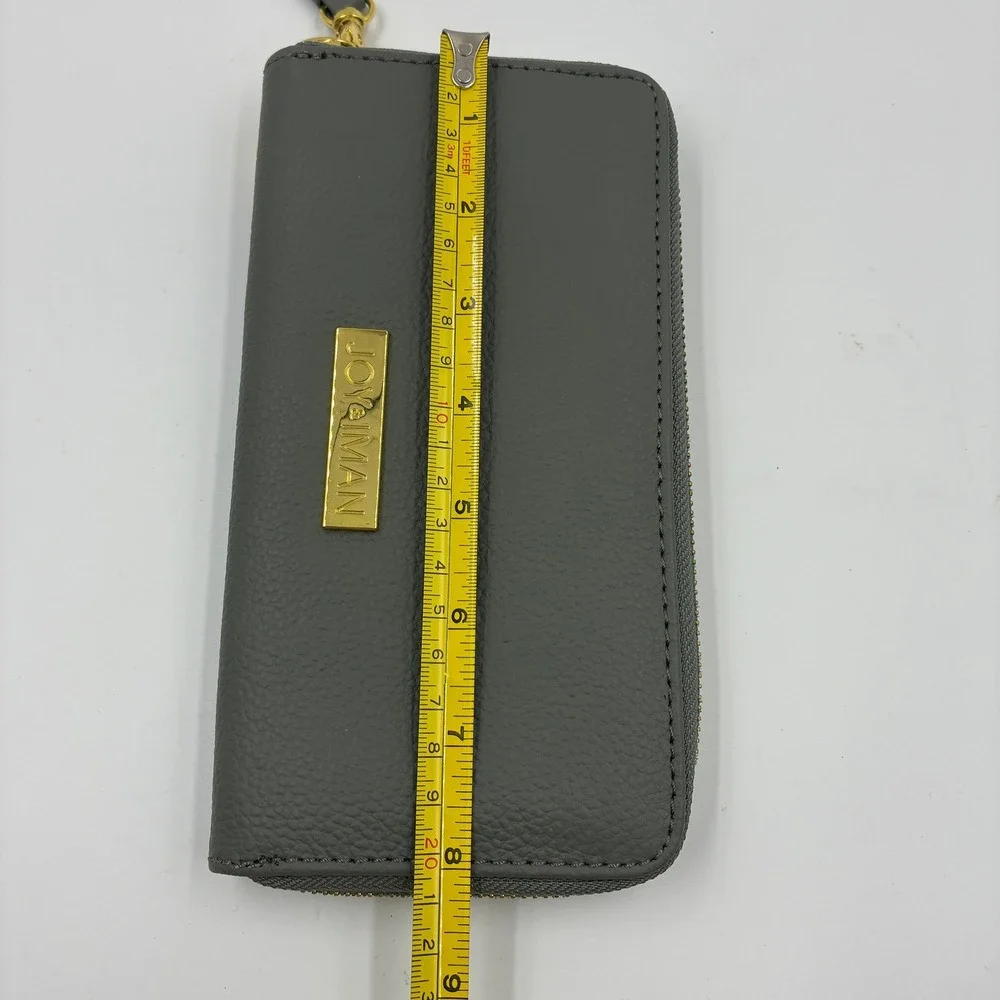 JOY & IMAN‎ Women's Green Pebbled Split Leather Zip  Wristlet Wallet Organizer